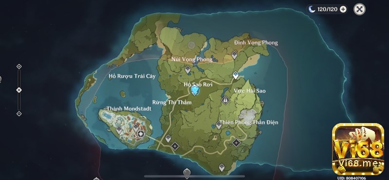 Bản đồ game rộng lớn với nhiều vùng đất được quản lý bởi các vị thần