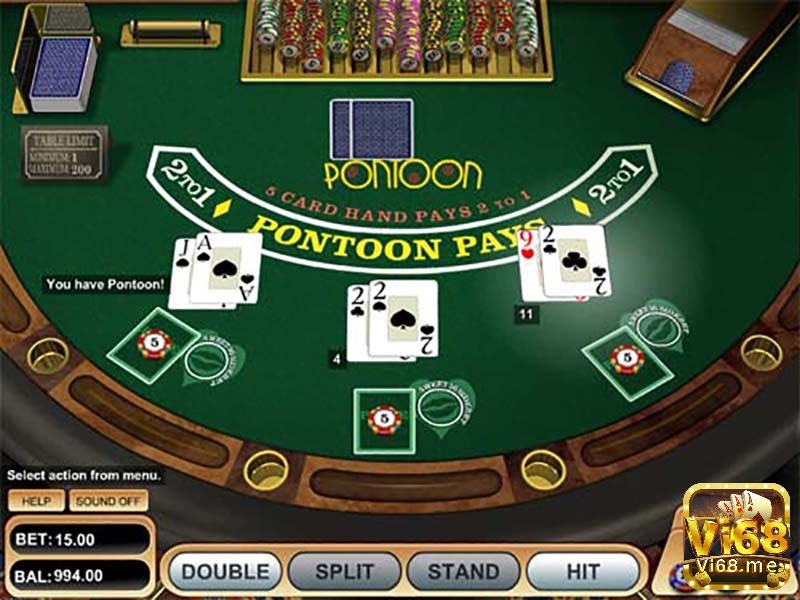 Game bài Pontoon là một biến thể khác của blackjack với lối chơi hấp dẫn