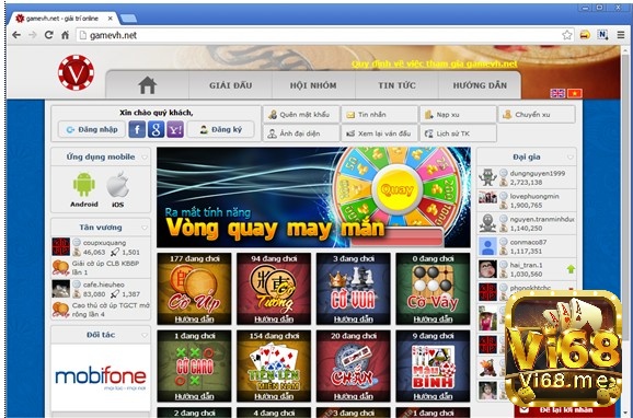 Trang chủ GameVH.net với nhiều trò chơi dân gian, trong đó có Chắn online.