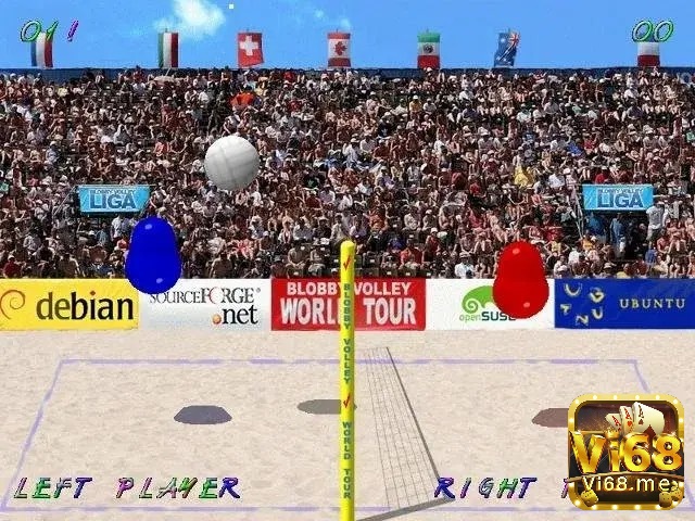 Giao diện đơn giản của Blobby Volley 2 với nhân vật tròn ngộ nghĩnh và lối chơi gây nghiện.