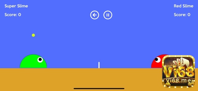 Trận đấu Slime Volleyball với nhân vật bán nguyệt đáng yêu và cơ chế bóng nảy vui nhộn.