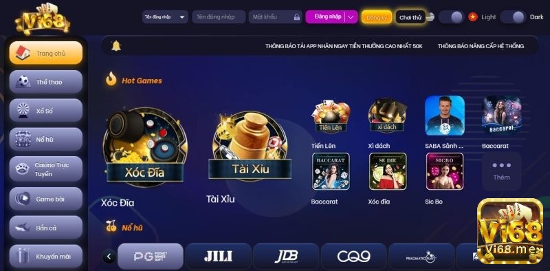 Vi68 có đa dạng các thể loại game bài cho bạn lựa chọn: Phỏm, baccarat, Xì lát,….