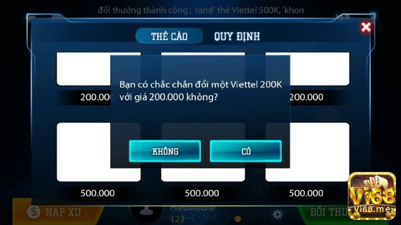 Bạn có thể đổi thưởng sang thẻ cào điện thoại